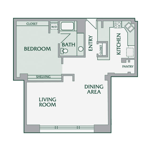  Floor Plan 1 Bedroom, 1 Bathroom - 675 SF