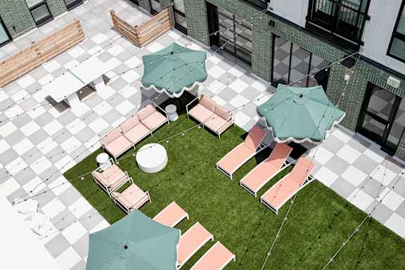 Outdoor lounge at The Artisan at 39th in Omaha, NE