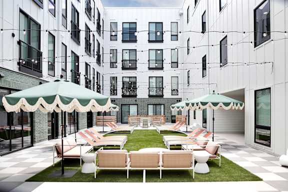Outdoor lounge at The Artisan at 39th in Omaha, NE