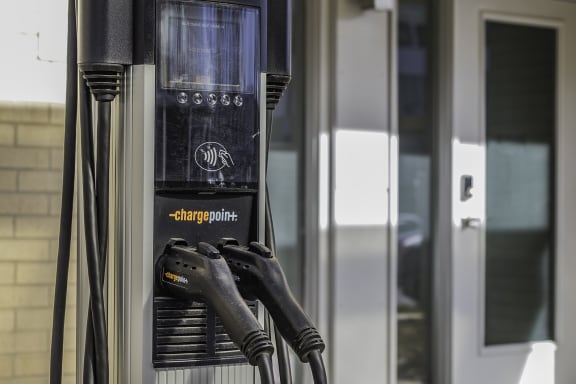 EV charging stations at Crystal Flats in Bentonville, AR