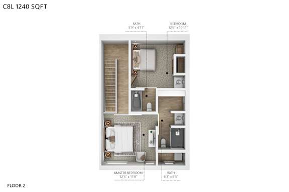 A diagram of a floor plan for a C8L 1240 SQFT apartment.