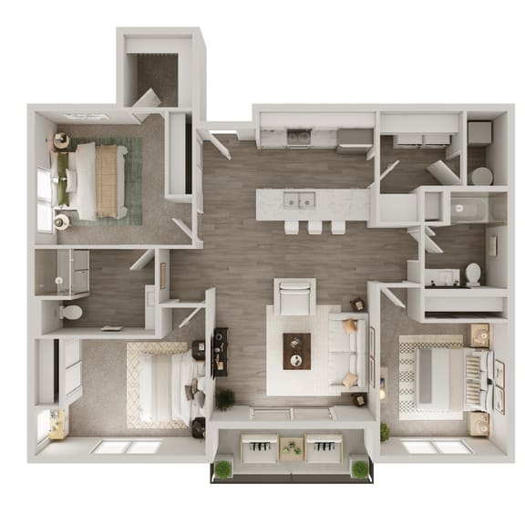 1291 SF Three Bedroom Willow Floor Plan at 148 Place in Omaha, NE