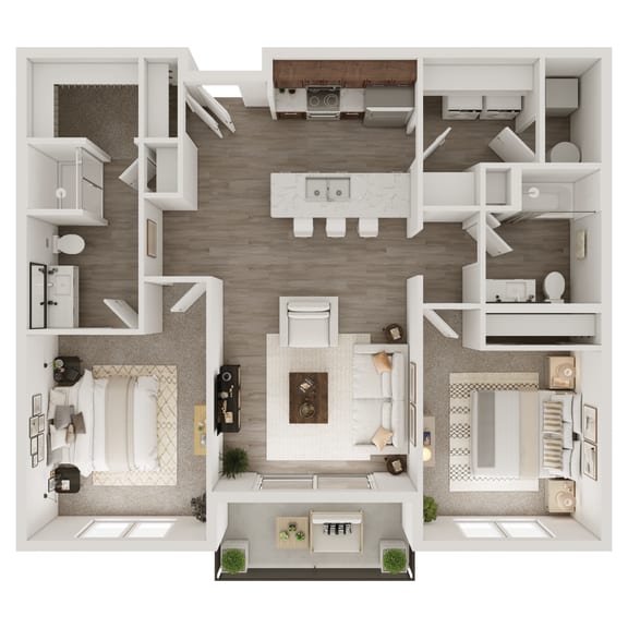1,079-1,082 SF Two Bedroom Aspen floor plan  at 148 Place in Omaha, NE