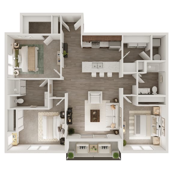 1329 SF Three Bedroom Sycamore floor plan at 148 Place in Omaha, NE