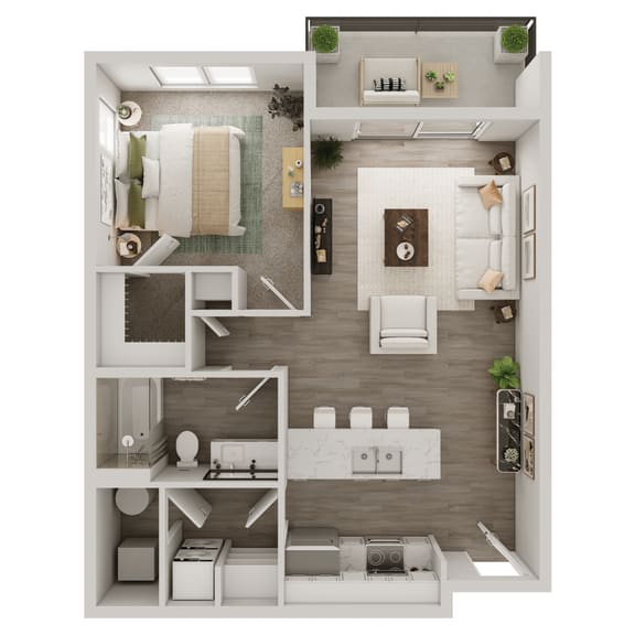 730-740 SF One Bedroom Elm floor plan  at 148 Place in Omaha, NE