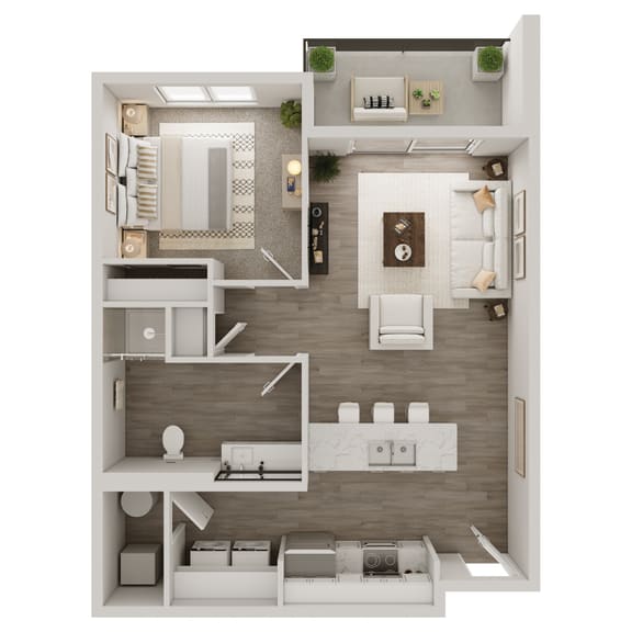 734 SF One Bedroom Cedar floor plan  at 148 Place in Omaha, NE