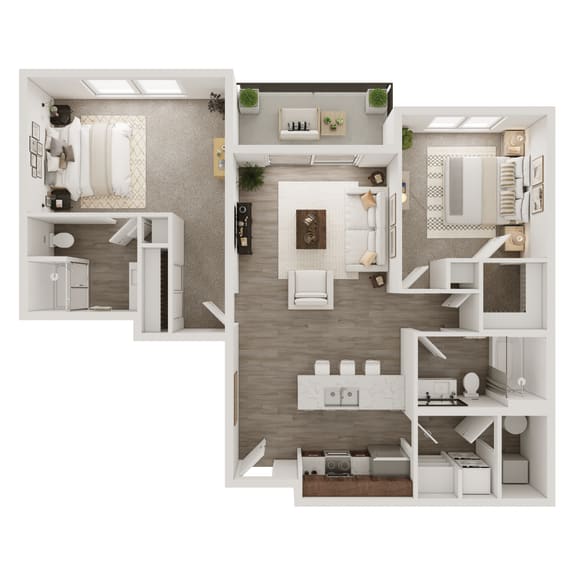1057 SF Two Bedroom Oak floor plan  at 148 Place in Omaha, NE