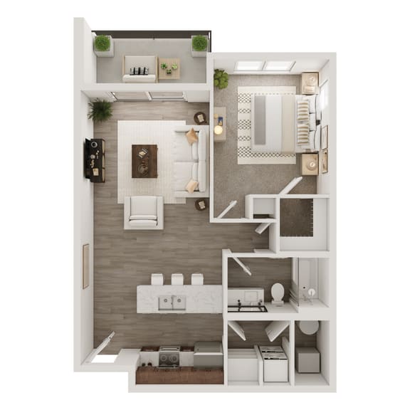 790 SF One Bedroom Pine floor plan  at 148 Place in Omaha, NE