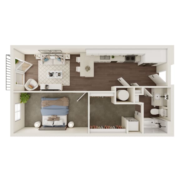 657 SF One Bed One Bath Floor Plan at The Artisan at 39 in Omaha, NE