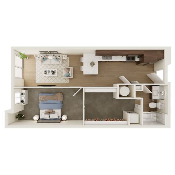 633 SF One Bed One Bath Floor Plan at The Artisan at 39 in Omaha, NE