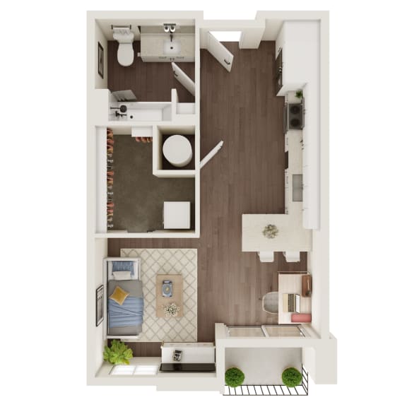 478 SF Studio Floor Plan at The Artisan at 39 in Omaha, NE