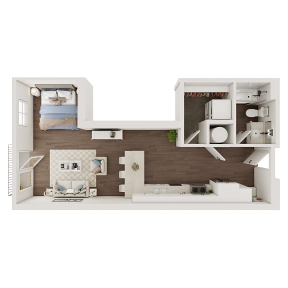 563 SF Studio Floor Plan at The Artisan at 39 in Omaha, NE