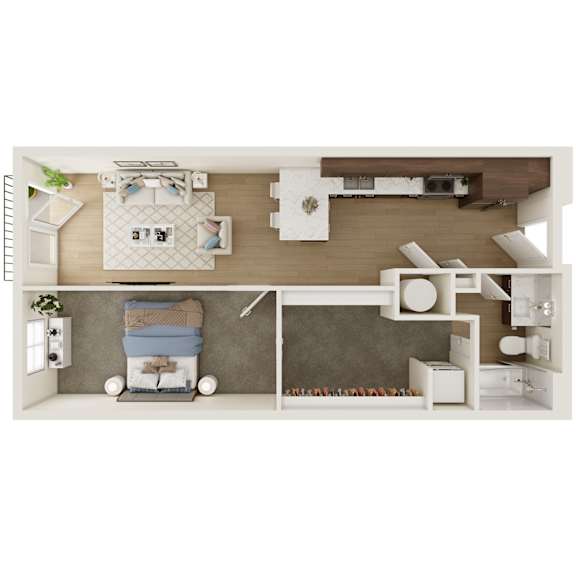 582 SF One Bed Floor Plan at The Artisan at 39th in Omaha, NE