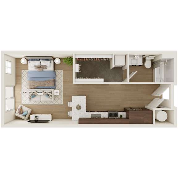 530 SF Studio Floor Plan at The Artisan at 39th in Omaha, NE