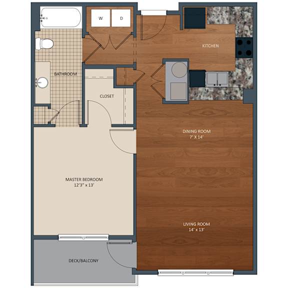 814 SF One-Bed, One-Bath Floor Plan at Aventine at Wilderness Hills in Lincoln, NE