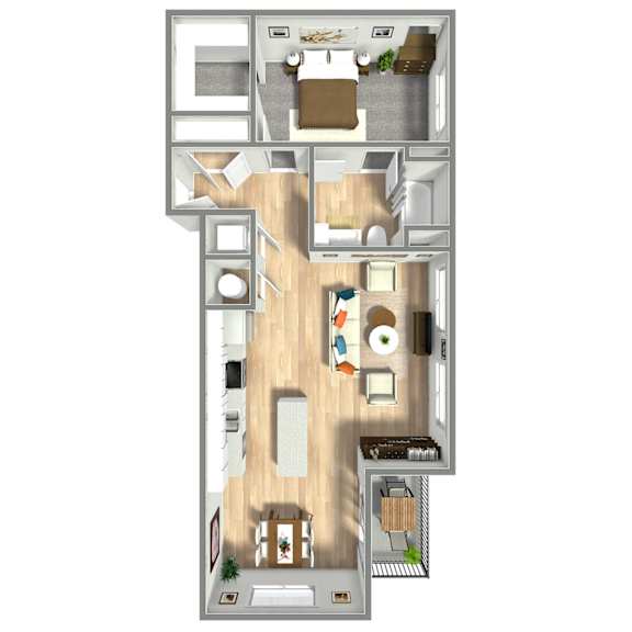480 One Bed One Bath Floor Plan at Boho Flats in Omaha, NE