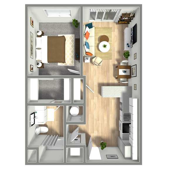 650 SF One Bed One Bath Floor Plan at Boho Flats in Omaha, NE