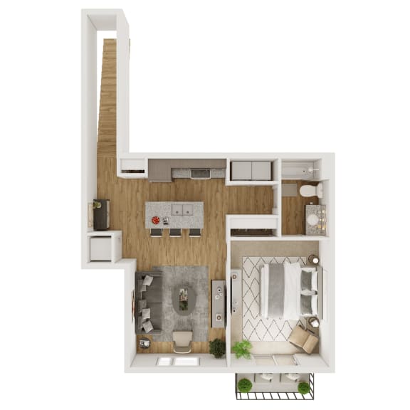 720 SF One Bedroom Floor Plan at The Boulevard Apartments in Joplin, MO