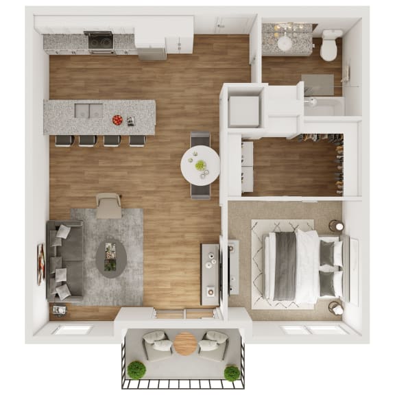 755 SF One Bedroom Floor Plan at The Boulevard Apartments in Joplin, MO