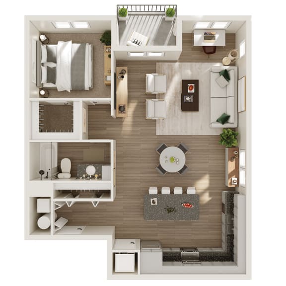 874 SF one bed one bath floor plan at The Brink at Ridgeview in Plattsmouth, NE