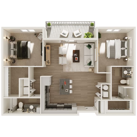 1349 SF two bed two bath floor plan at The Brink at Ridgeview in Plattsmouth, NE