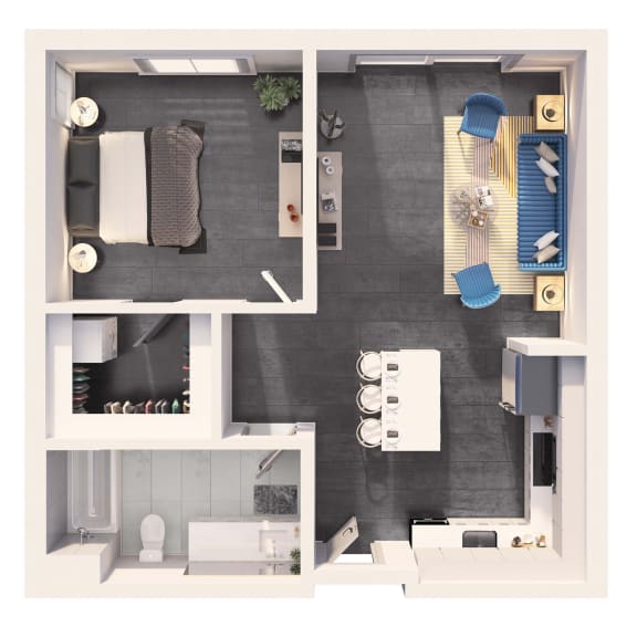 One bedroom plus floor plan at Crystal Flats in Bentonville, AR