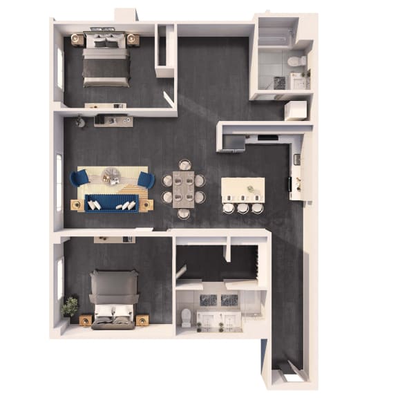 Two Bedroom Plus floor plan at Crystal Flats in Bentonville, AR