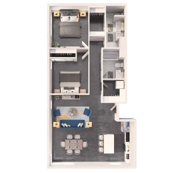Two bedroom premium floor plan at Crystal Flats in Bentonville, AR