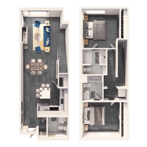 Two bedroom townhome premium floor plan at Crystal Flats in Bentonville, AR