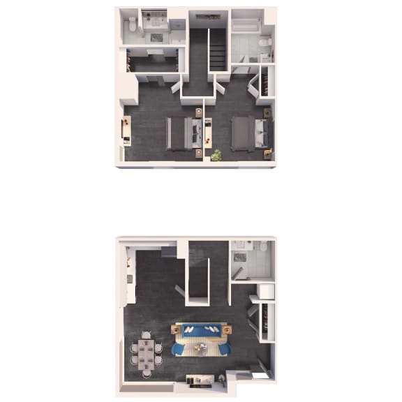 Two bedroom Townhome standard floor plan at Crystal Flats in Bentonville, AR