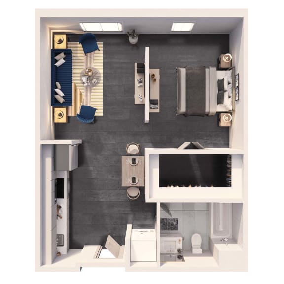 Studio core housing floor plan at Crystal Flats in Bentonville, AR