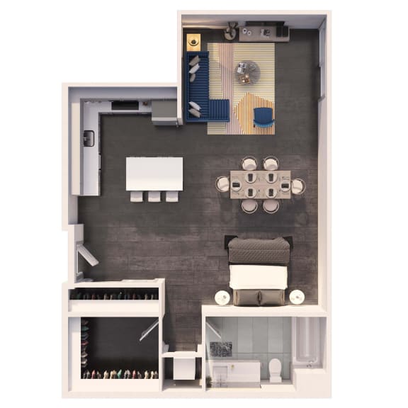 Studio plus floor plan at Crystal Flats in Bentonville, AR