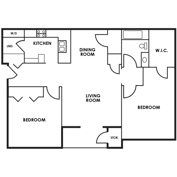 1126 SF Two Bedroom Floor Plan at Deer Park in Council Bluffs, IA