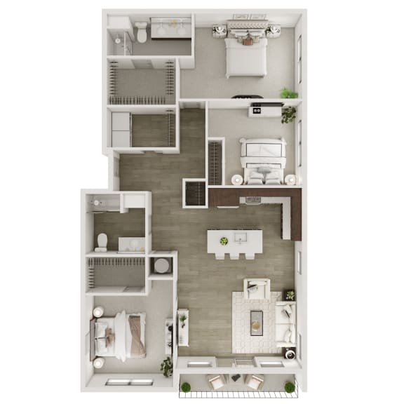 Three Bed Two Bath 1,562 SF Floor Plan at Echo Park in Omaha, NE