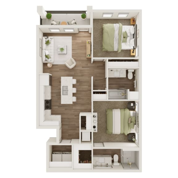 994 SF Two Bedroom Floor Plan at Fireside at Waukee in Waukee, IA