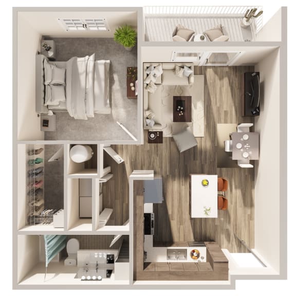 One bedroom floor plan, Reagan at Hanover Flats in Omaha, NE