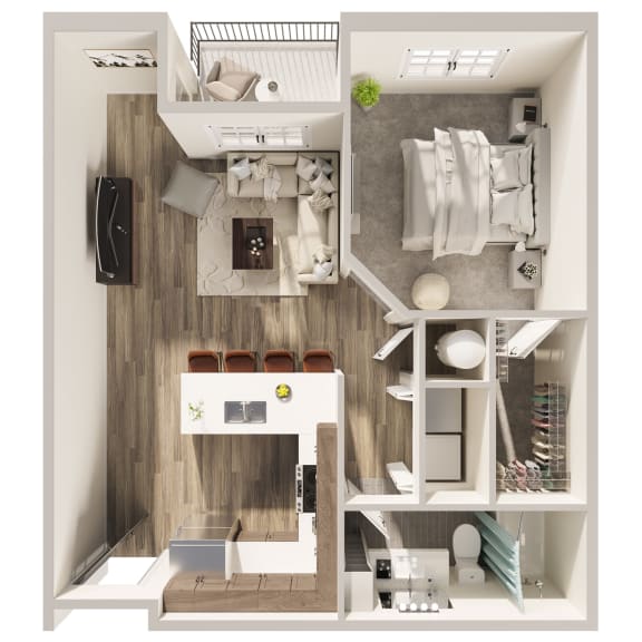 One bedroom floor plan, Girard at Hanover Flats in Omaha, NE