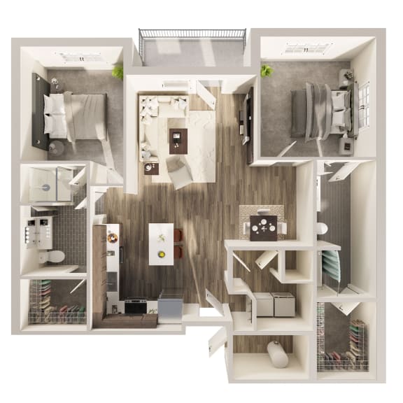 Two bedroom floor plan, Starlite at Hanover Flats in Omaha, NE