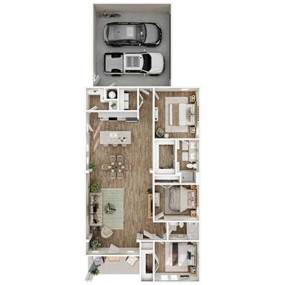 1,621 SF 3 Bed 2 Bath Dogwood Floor Plan at Hawthorne Grove in Rogers, AR