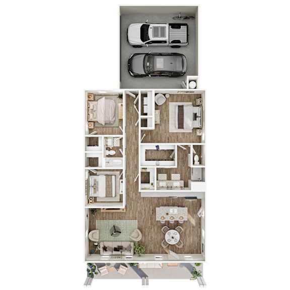 1,616 SF 3 Bed 2 Bath Magnolia Floor Plan at Hawthorne Grove in Rogers, AR