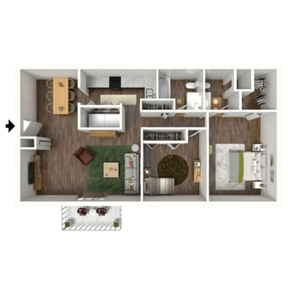 1,000 SF two bedroom  at the newly renovated Highpoint apartments at Omaha, NE
