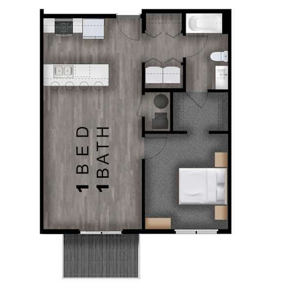 748 SF one bedroom floor plan at Logan Creek Apartments in Wakefield, NE