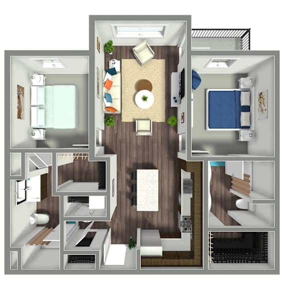 1063 SF Two Bed Floor plan at Nexus at Grays Landing in Des Moines, IA