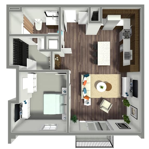 One bed Floor plan at Nexus at Grays Landing in Des Moines, IA
