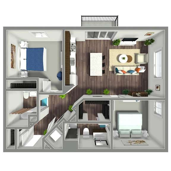 1072 SF Two Bed Floor plan at Nexus at Grays Landing in Des Moines, IA