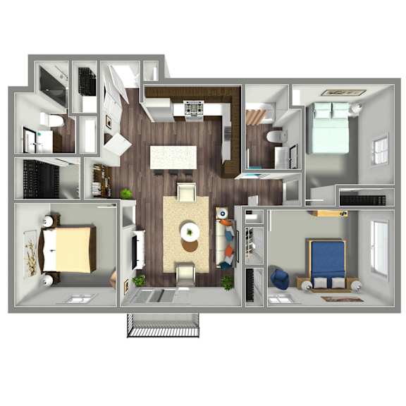 1285 SF Three Bed Floor plan at Nexus at Grays Landing in Des Moines, IA