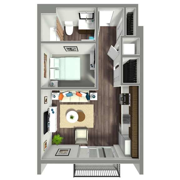 531 SF Studio Floor plan at Nexus at Grays Landing in Des Moines, IA