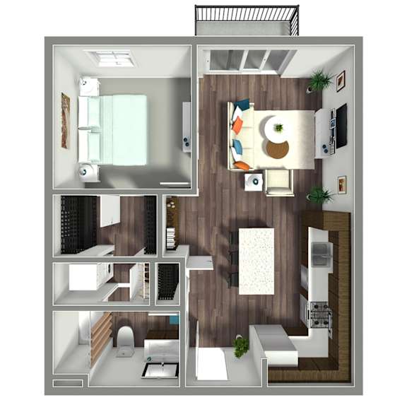 716 SF One Bed Floor plan at Nexus at Grays Landing in Des Moines, IA