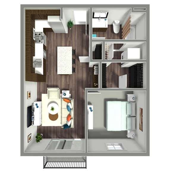 687 SF One Bed Floor plan at Nexus at Grays Landing in Des Moines, IA