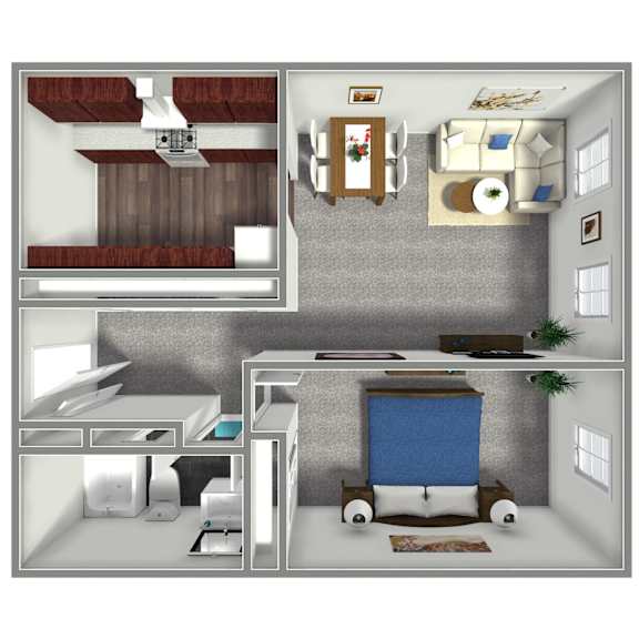 590 SF One Bed Floor Plan at Orpheum Tower in Omaha, NE